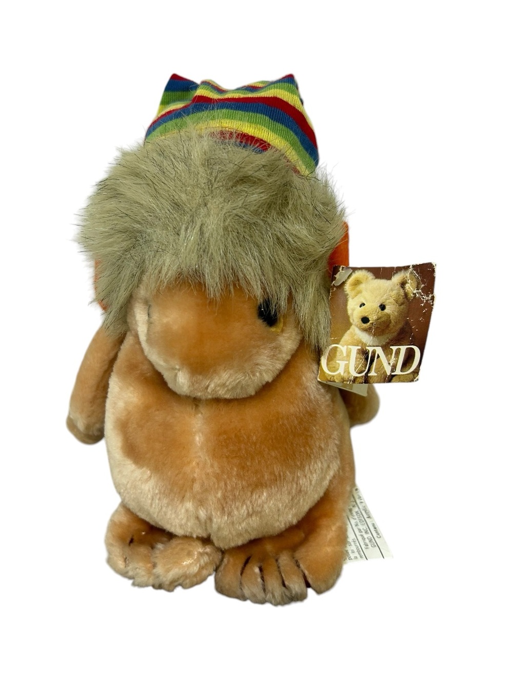 VTG 1981 Gund Noah The Gnome Plush Troll Elf Striped Hat